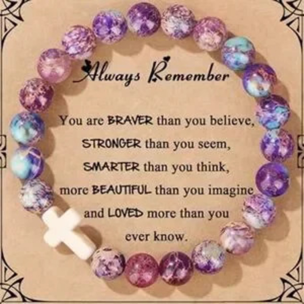 Cross Beaded Bracelet inspirational bracelet with card